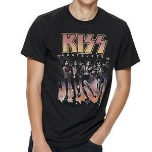Unisex KISS Destroyer Graphic Band Black Short Sleeve Tee Shirt